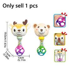 Cute Deer/Bear Baby Rattle Stick, Plush Animal Shaker Toy, Early Educational Sensory Rattle For Newborn 0+ Months - Multicolor - View 9