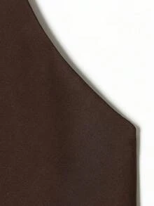 Top de satén de unicolor con cuello halter y espalda descubierta para primavera/verano - Café integral - Ver 5