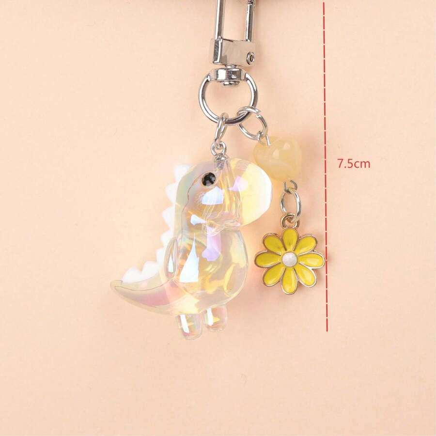 1pc Unisex Cartoon Dinosaur Keychain Glossy Cute Small Dinosaur Pendant Fashion Bag Charm Couple Best Friend Gift - Multicolor - View 1