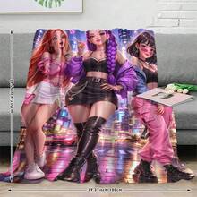 1PC Fashionable K-Pop Style Flannel Blanket, Suitable For Sofa, Bed, Living Room, Travel, Office, Shawl, Nap, Air Conditioning, Bed Sheet, Camping, Halloween, Thanksgiving, Christmas Gift - Multicolor - View 12