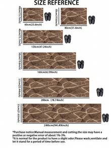 1pc Vintage Faux Wood 3D Triangle Patchwork Pattern, Suitable For Kitchen, Bathroom, Entryway, Laundry Room, Living Room, Garden, 3.5mm Cuttable Indoor Mat, Non-Slip And Absorbent, Entrance Rug, Kitchen Carpet - Multicolor - View 3