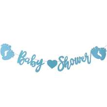 1PC / Baby Shower English Letter Blue Pink Glitter Banner Bunting Cake Topper Party Supplies Decoration Banner - View 7