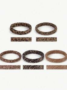 1/20Pcs Random Leopard Print Soft Scrunchies, Elastic & Hair-Friendly Diameter, Multi-Color Options, Treasure For Ponytail Lovers Hair Ties Elastics Rubber Bands - Multicolor - View 5