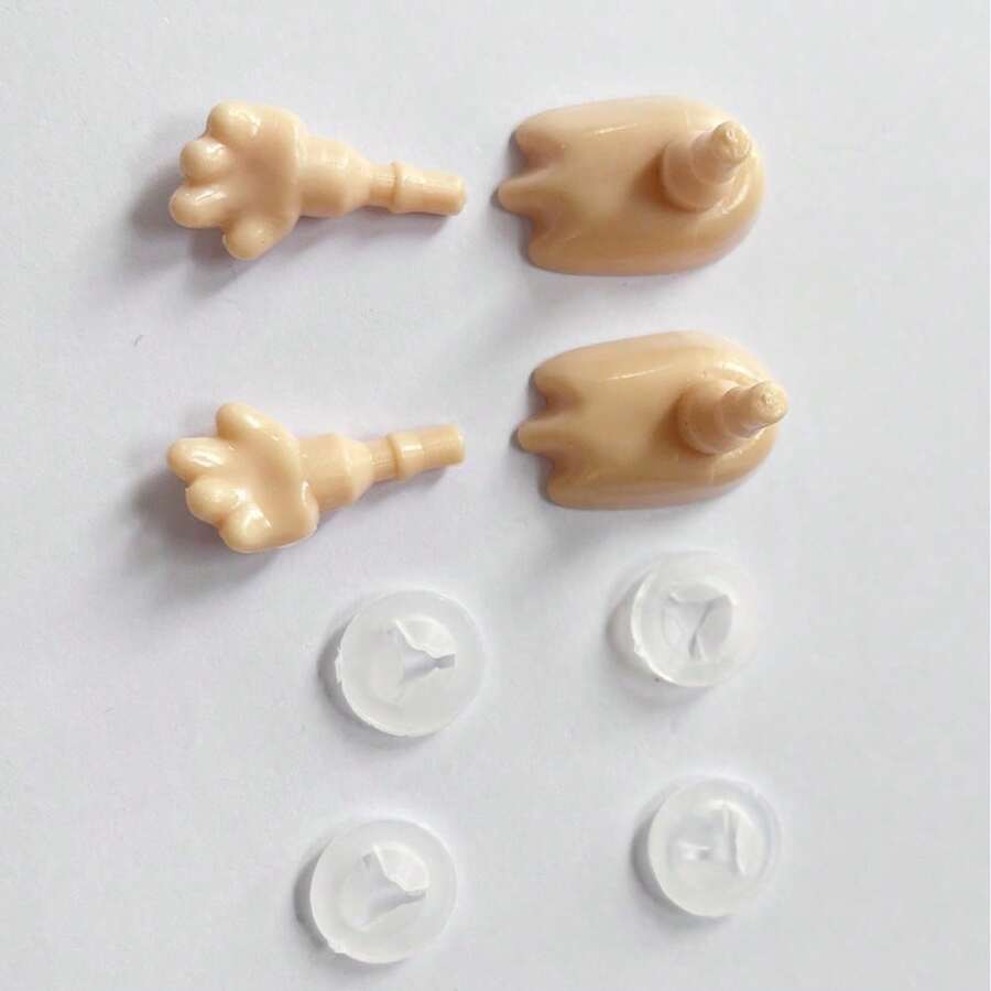 5組塑膠可動娃娃手腳關節配件 BJD娃娃DIY改造零件(含10個手+10個腳+20個組裝扣) - 膚色 - 查看 1