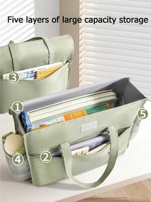 Document Organizer Bag - School Supplies Flip-Top, Multi-Layer Thickened A4 Storage Capacity, An Essential Item For Returning To School. - Multicolor - View 3