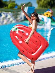 Summer Vacation Cute Cartoon Fruit Theme Adult Inflatable Pool Lounger With Side Armrests, Thickened Leak-Proof PVC Foldable Portable Water Floating Device, Suitable For Beach, Swimming Pool And Vacation Leisure Areas - Multicolor - View 6