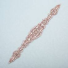 1pc Handmade Rhinestone Bridal Belt, Women's Rhinestone Wedding Dress Accessory - Rose Gold Applique - View 3