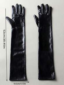 1 Pair Women's Sexy Faux Leather Long Arm Sleeves, Shiny Over-Elbow Gloves, Personalized Party & Evening Accessory, Cool & Chic Fashion Styling Piece, Light Luxury Gloves For Banquet/Party/Wedding - A - View 9