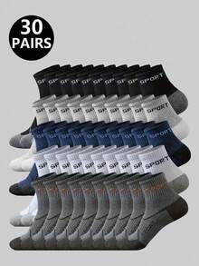 1/5/10/20 Pairs Men's Sport Letter Socks, Comfortable Soft Breathable Athletic Socks, Casual Running Socks - Multicolor - View 2