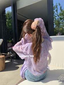 A Light Apricot-Colored Ruffled Off-Shoulder Blouse, A New Summer Style, An Irregularly Shaped Short Off-Shoulder Top. - Purple - View 6