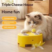 Cat Cheese Box Whack-A-Mole Toy With Up-Down Feathers, Electric Self-Entertainment Interactive Cat Teaser Toy For Boredom Relief And Energy Consumption - View 1