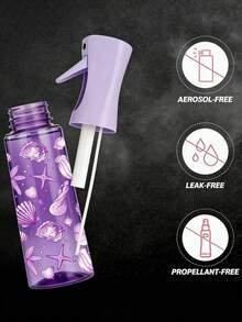 New Purple Summer Shell Bow Pattern PET Refillable Travel Spray Bottle, Professional High Pressure Atomizing Spray Bottle, High Pressure Continuous Automatic Airless Fine Mist Sprayer, Hair Styling Tool, Hair Care Accessory, Travel Essential - Multicolor - View 8
