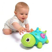 Electronic Crawling Turtle Toy, Built-In Music & Lights, Interactive Moving Sensory Plaything, Baby Early Education Toy For Fine Motor Skills Training, Perfect Birthday, Christmas, Halloween & All Holiday Gift - Multicolor - View 12