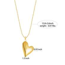 VceTd 1PC Fashion Business Style Stainless Steel Women's Pendant Necklace With Asymmetrical Hollow Geometric/Glossy Heart-Shaped Pendant Design, Suitable For Women's Daily Wear, Fashion Commuting, Holiday Parties, Or As A Holiday Gift For Women Or Loved Ones - Yellow Gold - View 3