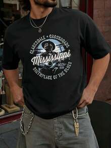Vintage Mississippi Blues Grafik-T-Shirt, Premium-Material, Bequeme Passform, Atmungsaktiv, L?Ssig, Grafikdesign - Black - View 1
