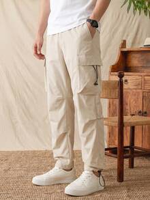 glestore Quần túi hộp nam phong cách vintage, dáng thể thao thoải mái, thời trang và đa năng - Màu be - Xem 5