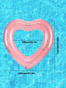 Glitter Heart-Shaped Inflatable Swim Ring, Transparent PVC Float Tube, Quick Inflation Valve, Skin-Friendly And Odorless, Suitable For Beach, Lake, Backyard Pool, Summer Pool Party, Vacation Photo, Water Park Leisure - Multicolor - View 9