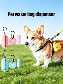 3pcs Pet Waste Bag Dispenser Set, Leak-Proof Easy-Tear Dog Poop Bags For Outdoor Dog Walking, With Carabiner Portable Silicone Storage Box, Compatible With Le Clips, Multi-Color Options, Pet Waste Cleanup Tool - View 1