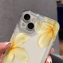 1個 Ins風清新木槿花與葉子素色圖案防滑柔軟手機殼，適用於 iPhone 11/12/13/14/15/16 Pro Max - 彩色 - 查看 5