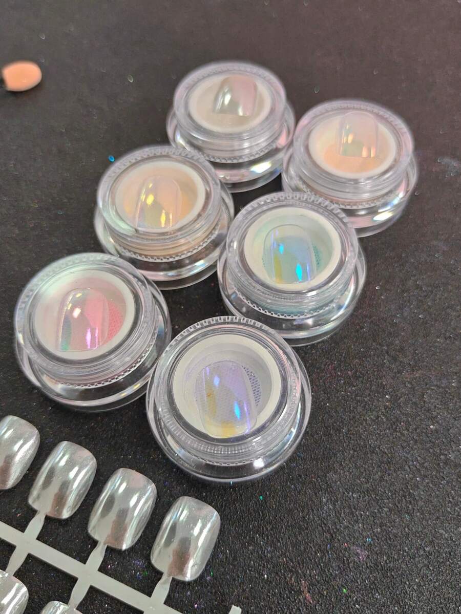仙女極光鏡面效果美甲粉 0.5g/罐，居家DIY美甲沙龍裝飾亮粉，附塗抹工具