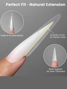 240 pièces Pointes d'ongles sandwich double face originales, forme longue, 15 tailles, moules d'ongles double face, convient pour le gel de construction, extension rapide des ongles, moules d'ongles en gel polymère, outils de salon de manucure - Multicolore - Voir 3