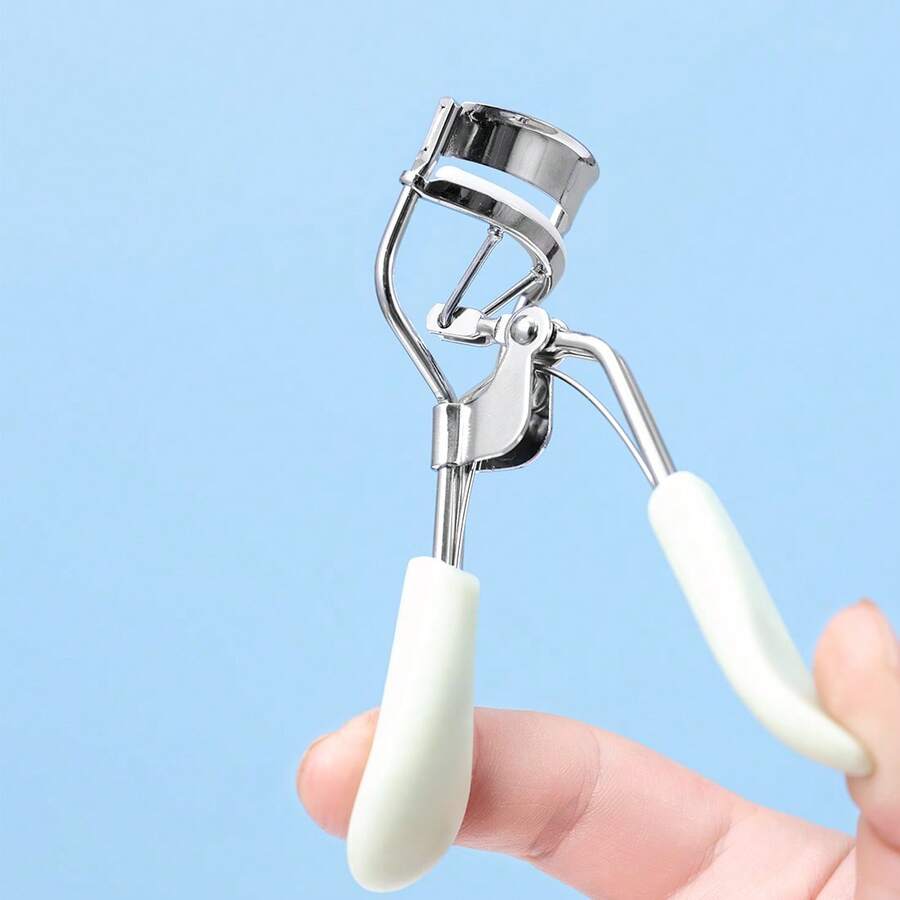Miniso Fresh Eye Beauty Eyelash Curler With Soft Silicone Pad, Wide Curved Lash Curling Tool For Natural Long Lasting Eyelash Curl, Comfort Non-Scratch Handle Makeup Accessory - White - View 1