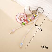 Personalized Mini 3D Sports Ball Bag Charms, Creative Acrylic Letter Pendant Keychain, Backpack & Mobile Phone Hanging Ornaments For Sports Fans Students - K6041 Letter H + Rugby Ball Keychain - View 9