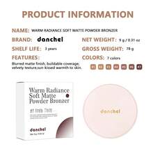 danche Velvet Matte Contour Powder With Tomato Seed Oil, Layerable For Sun-Kissed Facial Contouring, Smudge-Proof Smooth Face Powder For Precise Makeup - Multicolor - View 9