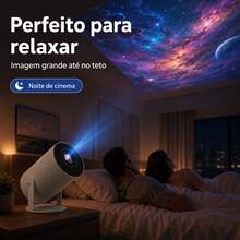 Smart Projetor Portátil HY300 Pro Android Dual WiFi6 Bluetooth 1080P Full HD Suporte 4K Bivolt Mini Projetor para Cinema em Casa Ao Ar Livre Escritório Compatível com Celular Notebook Videogame Entradas USB SD AV Conexão Fácil - Plugue Brasil (127V/220V) - Visão 4