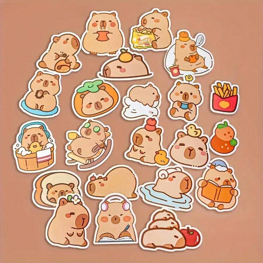 50pcs Capybara Cartoon Stickers - Cute Panda Decals For Phone, Laptop, Water Bottle And Guitar - Durable Decoration With Whimsical Designs - Sticker - View 1