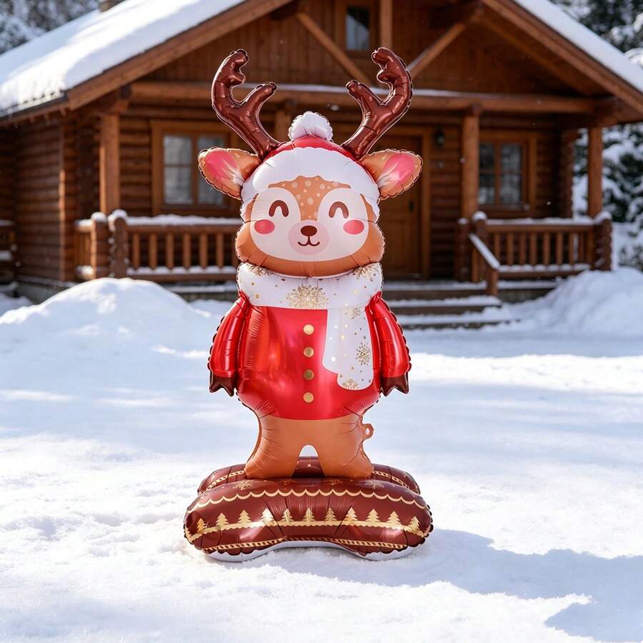 150cm Standing Base Christmas Deer Balloon Standing Scarf Reindeer Balloon Christmas New Year Party Decoration - Multicolor - View 1