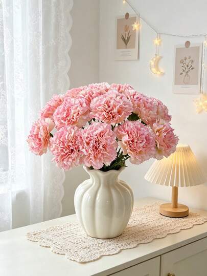 5pcs 29cm Artificial Carnations, Silk Fake Flowers, Mother's Day, Valentine's Day, Wedding Centerpiece Decoration, Bridal Shower Gift, Table Decor, Home Party, Birthday Decoration, Valentine's Day Gift, Graduation Gift