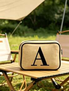 Bolsa de Linho Amarela de Grande Capacidade com Zíper, Bolsa de Armazenamento Multiuso com Acabamento Preto, Bolsa de Higiene Pessoal Diária/Viagem Adequada para Deslocamento, Volta às Aulas, Viagem, Piquenique, Camping, Aventura ao Ar Livre e Mais, Presente do Dia do Professor, Presente de Formatura, Acessório de Casamento, Presente de Aniversário - Multicolorido - Visão 6