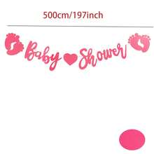 1PC / Baby Shower English Letter Blue Pink Glitter Banner Bunting Cake Topper Party Supplies Decoration Banner - View 2
