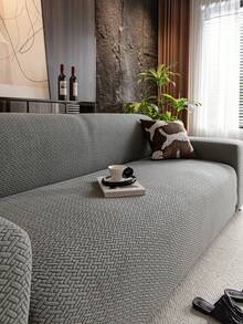 ZXZGM One-Piece Solid Color Jacquard High-Elasticity All-Purpose Sofa Cover, Modern Minimalist Style, Diagonal Woven Texture, Soft And Comfortable, Cat-Scratch-Resistant And Pet-Friendly, Non-Slip And Dustproof, Jacquard Texture Full-Coverage Design, All-Around Protection For Your Sofa, Suitable For All Seasons, Study, Bedroom, Living Room, And Outdoor L-Shaped Sofas (1-4 People). - Dark Grey - View 6