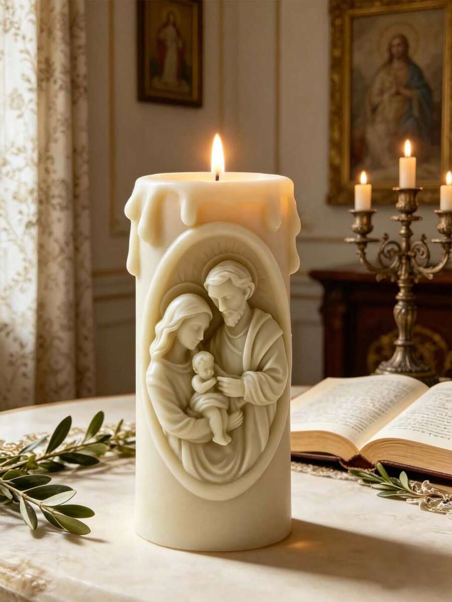 Holy Family Silicone Candle Mold Candle Mold For Candle Making Easy-To-Demold Reusable Exquisite Craftsmanship DIY Religious Candle Mold For Church Gifts Religious Festivals Home Blessings - Christ's Column - View 1