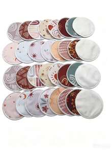10Pcs Boho Floral Sun Moon Print Reusable Nursing Pads Washable Absorbent Leakproof Bamboo Breastfeeding Breast Pads Reusable Breast Milk Pads - Multicolor - View 3