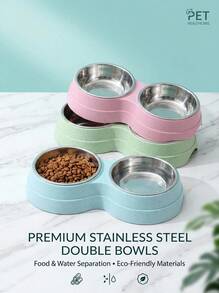 PETSIN 雙用不銹鋼寵物碗100毫升狗用水器食品碗，適用於貓狗的塑料寵物碗 - 彩色 - 查看 1