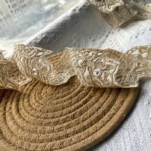 1/5碼金色刺繡蕾絲飾邊，含金屬線與亮片，適用於漢服服飾、配件、髮飾，傳統中式刺繡布料 - 多色C - 查看 11