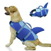 Chaleco salvavidas para perro con diseño de tiburón, alta flotabilidad, chaleco de natación para mascotas con asa, adecuado para perros pequeños y medianos - Azul - Ver 15