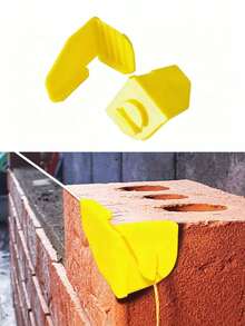 2pcs Construction Worker's Line Anchor Corner Clips, Plastic Bricklaying Tools, Block Laying Tools, For Securing Lines At Brick/Block Corners, Yellow - One Size Fits All - View 3