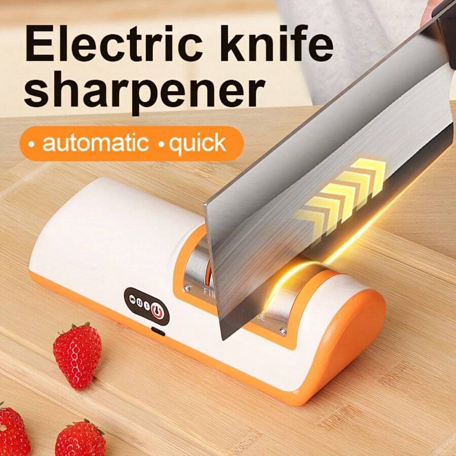 1pc Rechargeable Electric Sharpening Stone, Equipped With A Large Capacity Battery 1200mAH Electric Sharpener, With 2 Adjustable Levels Of Strength, Making It A Great Kitchen Assistant And A Great Gift - Multicolor - View 1