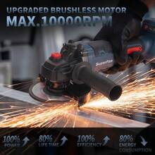 10,000 RPM Cordless Angle Grinder, M14 Spindle, Brushless Cutting & Grinding Tool For Metal And Wood, Bare Tool - Blue - View 1