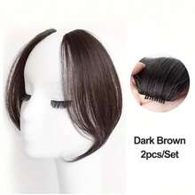 2pcs Side Bangs Synthetic Hair Extensions, Easy Clip-On Ombre Bangs, Natural Seamless Synthetic Hair Bangs, Suitable For Women And Girls - Multicolor - View 12