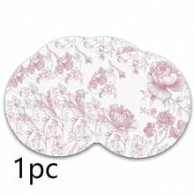 Manteles individuales redondos con borde ondulado y diseño floral rosa, 1/2/4/6/8/300 piezas. 2 diseños florales rosas: flor de cerezo con textura 3D y arte lineal de peonía bocetada. Tejido de poliéster, resistente al calor/resistente a las manchas/impermeable, lavable y duradero, adecuado para la decoración de la mesa. - Multicolor - Ver 22