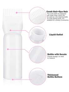 Botella aplicadora con peine para raíces, botella aplicadora de aceite para tinte de cabello - 1 pieza, incluye botella aplicadora y peine de masaje para el cuero cabelludo, botella aplicadora con peine para raíces, aplicador de aceite para el cabello, aplicador de aceite para tinte de cabello, tinte de cabello, botella de aceite para hornear, botella dispensadora de peine para tinte de cabello recargable, herramienta de belleza y peinado de salón de plástico para tinte de cabello - Blanco - Ver 7