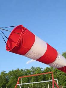 1pc Wind Direction Indicator, Outdoor Weather Wind Sock, Reflective Wind Direction Test Bag, Heavy Duty 23.6 Inch Outdoor Wind Indicator, Bright Colors, Eye-Catching Appearance, Red/White/Orange Striped Durable Polyester Wind Sock, Suitable For Outdoor And Lawn, Airport, Farm, Park, Can Be Used For Wind Direction Indication On Roofs And Towers, Also As Yard Decor, Warning Flag - A - View 5