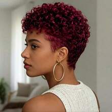 6 Inch Short Pixie Cut Human Hair Wig, Women's Curly Textured Full Lace Front Wig - Multicolor - View 17