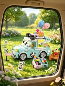 成人卡通玩具工程車積木套裝，趣味動物餐車模型組件，精緻裝飾擺飾，高品質DIY組裝玩具，送給玩具車愛好者的獨特美感禮物 - 多種顏色 - 查看 6