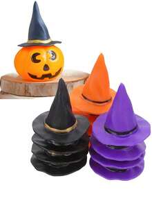 10pcs Mini Witch Hats, Mini Wizard Hats, Miniature Halloween Party Hats, Bottle Cap Decorative Hats, Small Wizard Caps, And Small Tree Ornament Hats-Perfect For DIY Crafts, Dollhouse Miniatures, Haunted Dollhouses, Terrariums, And 3D Models - Multiple Styles - View 3